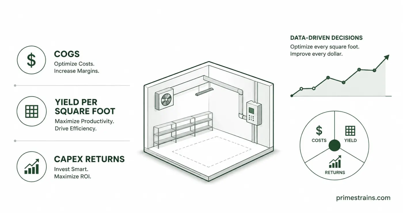 Commercial Cultivation Economics: Optimizing COGS, Yield per Square Foot, and CapEx Returns