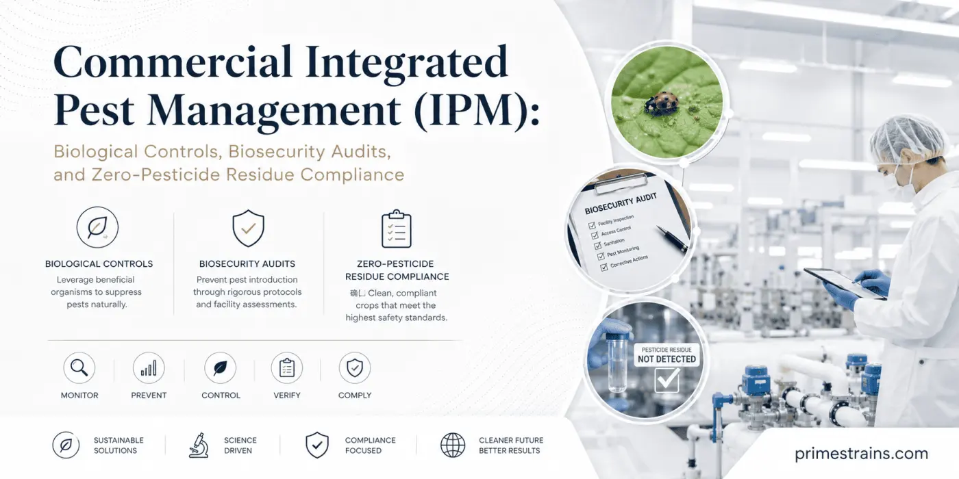 Commercial Integrated Pest Management (IPM): Biological Controls, Biosecurity Audits, and Zero-Pesticide Residue Compliance